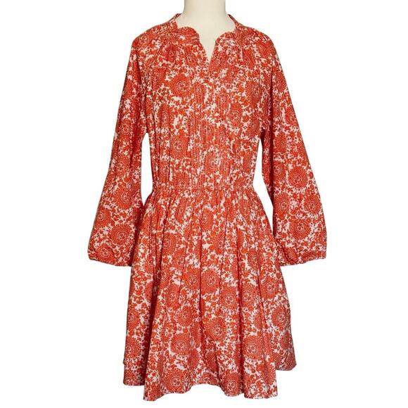 J.Crew Ruffle-Collar Mini Dress in Cotton Poplin Floral Orange White Sz S - Picture 2 of 13